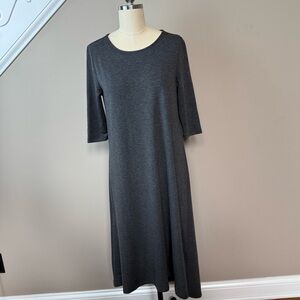 Gabby Isabella Charcoal Dress 3/4 Sleeve Midi